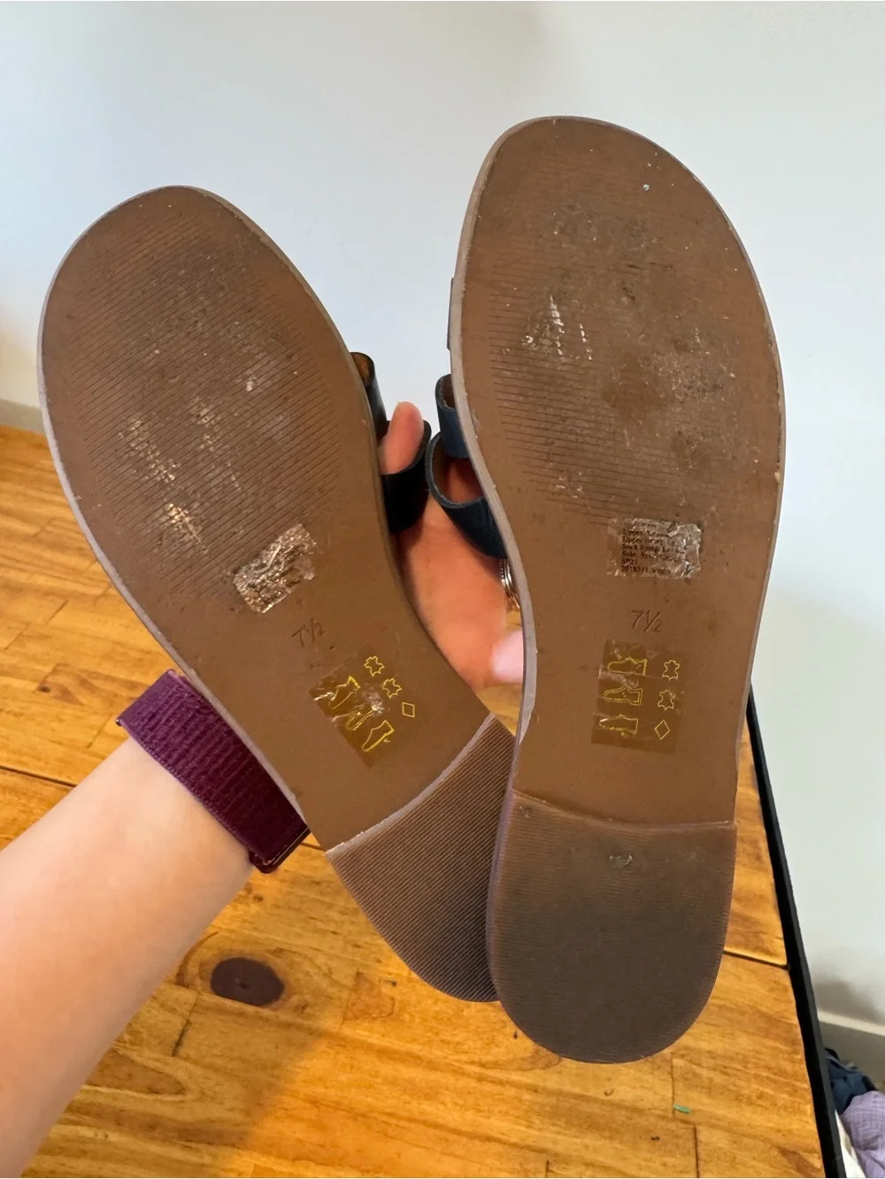 Madewell The Wave Slide Sandals Vachetta Black Leather Size 7.5